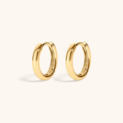Bold Huggie Hoops in 14k Gold